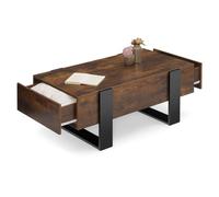 IDMarket - Table Basse Rectangle Phoenix avec tiroirs 100 cm Bois Effet Vieilli et Noir