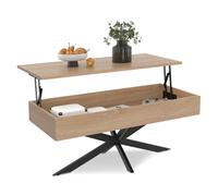 IDMarket - Table Basse rectangulaire Alix 100 cm Plateau relevable Pied araignée Bois et Noir