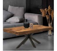 IDMarket – Table basse rectangulaire Alix 110 cm – Pied araignée, bois foncé effet vieilli et noir