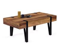 IDMarket Table Basse rectangulaire Austria 1 tiroir Bois effet vieilli et Métal noir 100x55x40 cm Salon