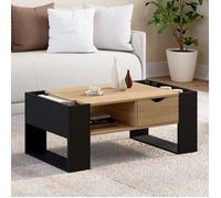 IDMarket - Table Basse rectangulaire Beryl avec tiroir Bois Noir et façon hêtre