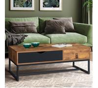 IDMARKET Table basse rectangulaire CHICAGO 2 tiroirs design industriel