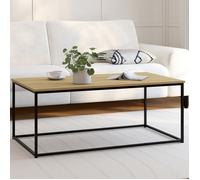 IDMarket Table basse rectangulaire Detroit 113 cm – design industriel bois et métal