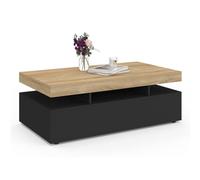 IDMarket - Table basse Elsa rectangulaire 100 cm 2 tiroirs bois noir plateau façon hêtre