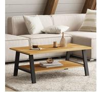 IDMarket Table basse rectangulaire Madeleine 100 cm double plateau bois et noir