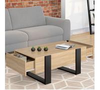 IDMarket - Table basse rectangulaire Phoenix avec tiroirs 100 cm bois et noir