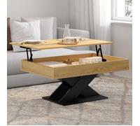 IDMARKET Table basse rectangulaire plateau relevable ALICIA bois et pied noir