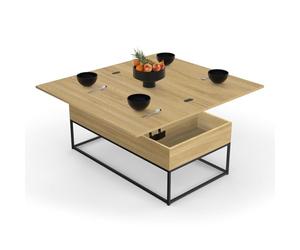IDMarket - Table Basse rectangulaire relevable Convertible en Table à Manger Detroit Design Industriel