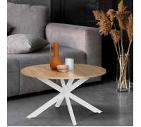 IDMarket - Table basse ronde Alix - Pied araignée 70 cm Bois et blanc