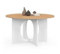 IDMarket - Table Basse Ronde Aloise Pied Arc Bois et Blanc 70 cm