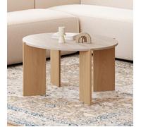 IDMarket - Table Basse Ronde ARMONIA 73 cm Effet travertin