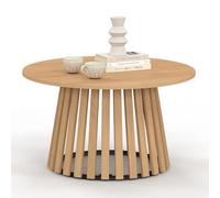 IDMarket Table basse ronde CARMEN 70 cm – pied bois en lattes et plateau bois