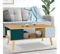 IDMarket - Table Basse scandinave rectangulaire Alize Bois, Vert Clair et Vert foncé