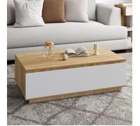 IDMarket Table basse TOMI 110 cm avec porte façon hêtre et blanc