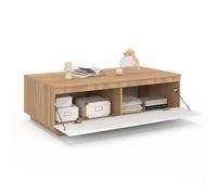 IDMarket - Table Basse TOMI 110 cm avec Porte façon hêtre et Blanc