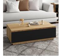 IDMarket - Table basse TOMI 110 cm avec porte façon hêtre et noir