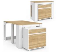 IDMarket - Table Buffet Extensible Orlando Bois/Blanc 140 cm