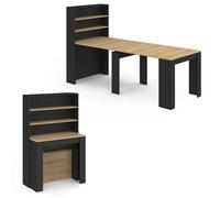 IDMarket - Table Buffet Haut Extensible Orlando 8 Personnes Bois et Noir 235 cm