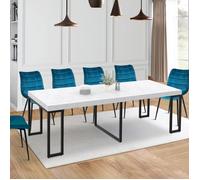 IDMarket - Table Console Extensible 10 Personnes 235 cm Plateau Effet marbre Blanc Alaska