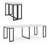 IDMarket Table console extensible Alaska 10 personnes 235 cm plateau effet marbre blanc