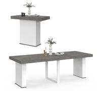 IDMarket - Table Console Extensible Eden 10 Personnes 235 cm béton et Blanc