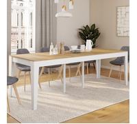 IDMarket - Table Console Extensible Michel 10 Personnes 235 cm Bois façon hêtre et Blanc