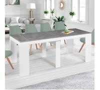 IDMarket – Table console extensible Orlando 10 personnes 235 cm bois blanc effet béton