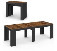 IDMarket - Table Console Extensible Orlando 10 Personnes 235 cm Bois Effet Vieilli et Noir