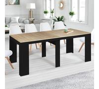 IDMarket - Table Console Extensible Orlando 10 Personnes 235 cm Bois Noir et façon hêtre