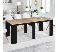 IDMarket Table console extensible Orlando 235 cm - 10 personnes, bois noir et façon hêtre