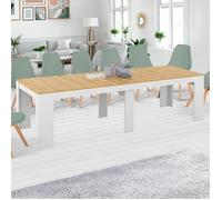 IDMarket - Table Console Extensible Orlando 14 Personnes 300 cm Blanc et façon hêtre