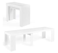 IDMarket - Table Console Extensible Orlando 14 Personnes 300 cm Bois Blanc