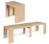 IDMarket - Table Console Extensible Orlando 14 Personnes 300 cm Bois façon hêtre