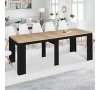 IDMarket Table console extensible ORLANDO 14 personnes 300 cm bois noir et façon hêtre