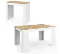 Idmarket Table Console Extensible Orlando 6 Personnes 140 Cm Bois Blanc Et Façon Hêtre Blanc