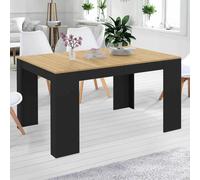 Table console extensible ORLANDO 6 personnes 140 cm bois noir et façon hêtre