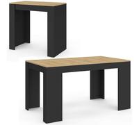 IDMarket Table console extensible ORLANDO 6 personnes 140 cm bois noir et façon hêtre
