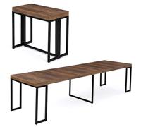 IDMarket Table console extensible TORONTO 14 personnes 300 cm bois foncé design industriel