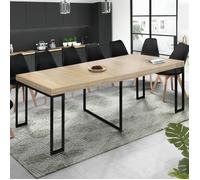 Table console extensible TORONTO 14 personnes 300 cm design industriel bois et noir G