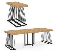 IDMarket - Table Console Extensible Yuna 10 Personnes 235 cm Plateau Bois et Pied Filaire en métal Noir