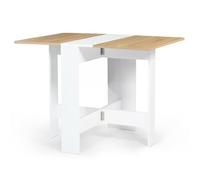 IDMarket Table console pliable EDI 2-4 personnes bois blanc plateau façon hêtre 103 x 76 cm