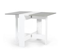 IDMarket Table console pliable EDI, 2-4 personnes, plateau effet béton, blanche, 103 x 76 cm