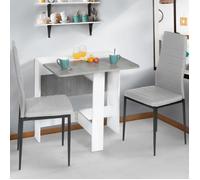 IDMARKET Table console pliable EDI 2-4 personnes blanche plateau effet béton 103 x 76 cm