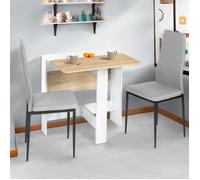 IDMARKET Table console pliable EDI 2-4 personnes bois blanc plateau façon hêtre 103 x 76 cm