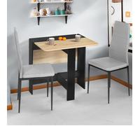 IDMARKET Table console pliable EDI 2-4 personnes bois noir plateau façon hêtre 103 x 76 cm