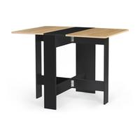 IDMarket - Table Console Pliable EDI 2-4 Personnes Bois Noir Plateau façon hêtre 103 x 76 cm