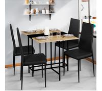 IDMARKET Table console pliable EDI 2-4 personnes façon hêtre et noir design industriel 103 x 76 cm