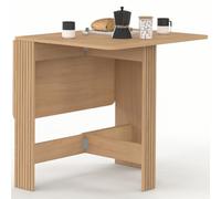IDMarket - Table Console Pliable Juliette 2-4 Personnes 103 x 76 cm | En lattes tasseaux de bois coloris chêne