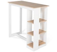 IDMarket - Table de Bar Barth 2 à 4 Personnes ajourée Bois Blanc et Plateau façon hêtre