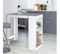 IDMarket - Table de Bar Barth 2 à 4 Personnes Bois Blanc Plateau Effet béton